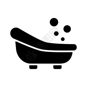 浴室 孩子可爱的立特婴儿浴缸矢量 glyph 图标泡沫淋浴童年洗澡肥皂卫生新生插图乐趣气泡插画