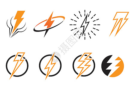 闪电闪光标和符号电压电气品牌危险插图商业雷雨速度风暴震惊图片