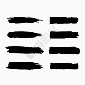 线条手绘笔触 在白色背景上隔离的矢量集 黑色 grunge 画笔描边线图片