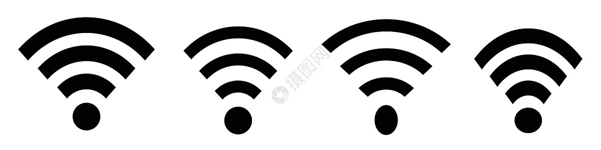 Wifi 图标设置有不同的形状 矢量图片