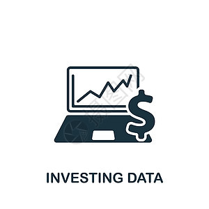 投资数据图标 用于模板 网络设计和信息图的单色简单图标;图片
