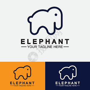 大象 Logo 矢量设计模板乐趣蓝色艺术树干动物黑色哺乳动物白色商业野生动物图片