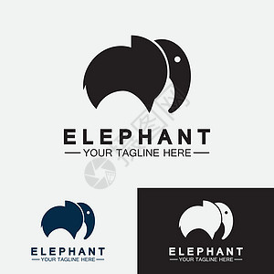 大象 Logo 矢量设计模板荒野黑色哺乳动物卡通片树干插图动物园艺术标识野生动物图片