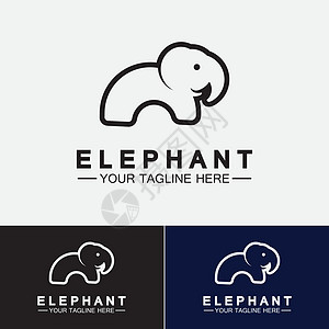 大象 Logo 矢量设计模板艺术动物卡通片白色哺乳动物力量黑色商业插图动物园图片
