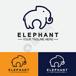 大象 Logo 矢量设计模板艺术蓝色树干插图商业动物园荒野野生动物动物白色图片