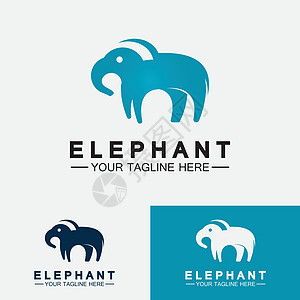 大象 Logo 矢量设计模板黑色动物乐趣标识哺乳动物蓝色商业动物园创造力白色图片