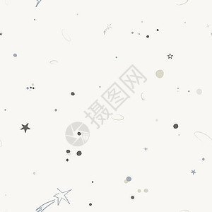 矢量空间与行星 彗星 星座和恒星的无缝模式 夜空手绘制了彩色天文背景纺织品手绘月亮天空涂鸦插图宇宙织物星系卡通片图片