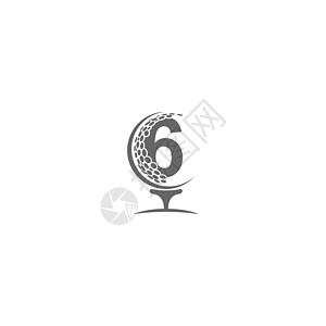 6号和高尔夫球徽标设计图片