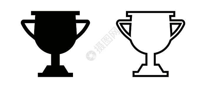 一个黑白奖杯的图标 冠军和奖项 冠军杯 矢量 EPS10图片