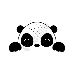 斯堪的纳维亚风格的卡通熊猫脸 可爱的动物儿童 T 恤 服装 幼儿园装饰 贺卡 邀请函 海报 室内装饰 矢量股票图卡通片女孩孩子们图片