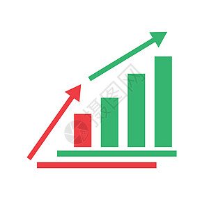 逐步向上向箭头和条形图图标 矢量图片