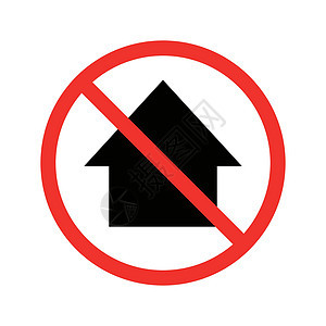 不准非法侵入 房屋和停车标志的轮廓 矢量图片
