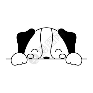 斯堪的纳维亚风格的卡通狗脸 可爱的动物儿童 T 恤 服装 幼儿园装饰 贺卡 邀请函 海报 室内装饰 矢量股票图插画
