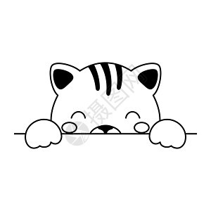 斯堪的纳维亚风格的卡通猫脸 可爱的动物儿童 T 恤 服装 幼儿园装饰 贺卡 邀请函 海报 室内装饰 矢量股票图背景图片