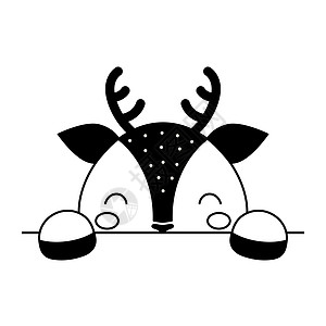 斯堪的纳维亚风格的卡通鹿脸 可爱的动物儿童 T 恤 服装 幼儿园装饰 贺卡 邀请函 海报 室内装饰 矢量股票图图片