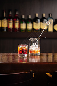 水晶杯经典黑人鸡尾酒加冰饮料玻璃黑色橙子酒精酒吧派对工具液体调酒师图片