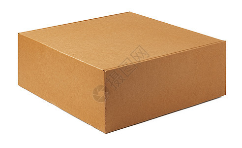 白色背景孤立的手工艺纸板纸箱邮件瓦楞包装正方形服务礼物牛皮纸商业船运卡片盒图片