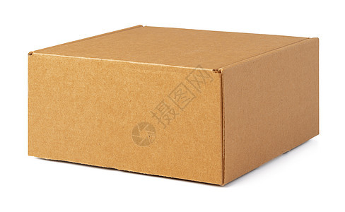 白色背景上孤立的棕色纸板盒运输瓦楞小样邮递员店铺纸板产品服务牛皮纸包装背景图片