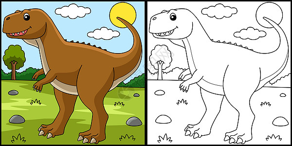 Ekrixinato词龙恐龙动物颜色页面图片