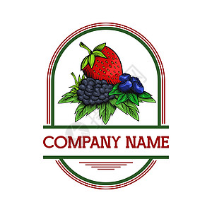 浆果徽章插图食物农民水果农场绿色标识徽标标签有机物健康图片