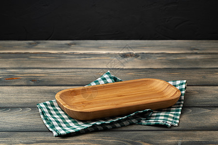 木板 黑色木制桌子上餐巾纸食物亚麻织物厨房毛巾工具白色烹饪棉布餐巾图片
