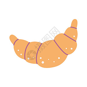 Croissant 甜甜糕饼 白色背景的矢量平面插图图片