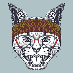 戴着红眼镜和bandana的Caracal野猫手图片