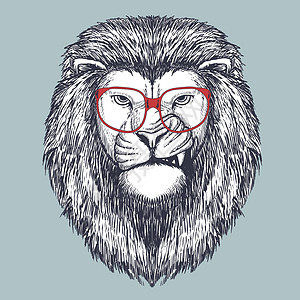 戴红眼镜的狮子手图片
