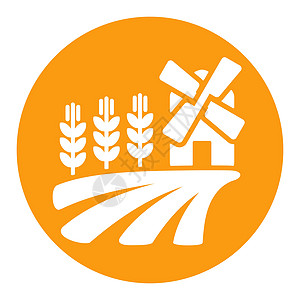 带风车和小麦晶体图标耳朵的田地字形农业种子粮食农场收成谷物面包村庄面包师图片