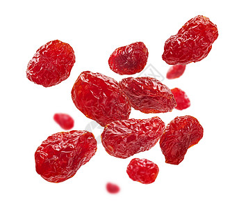白色背景的干燥狗林草莓悬浮在白色背景上航班营养浆果食物美食甜点宏观飞行狗树枸子图片