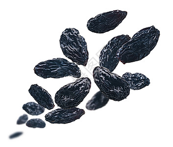 白色背景的黑葡萄悬浮在白底宏观水果脱水美食飞行团体食物营养饮食维生素图片
