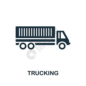 货运图标 用于模板 网页设计和信息图形的单色简单卡车运输图标图片