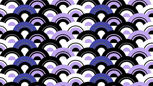 无缝抽象无缝拱形波紫半圆圆点图案背景 矢量插图图片