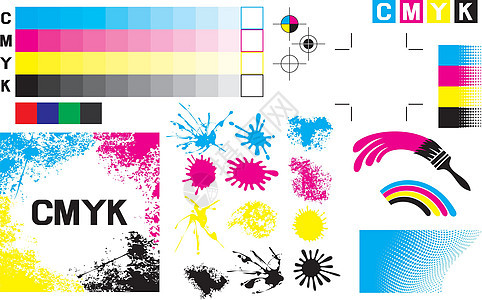 CMYK 按下标记( 打印颜色测试)图片