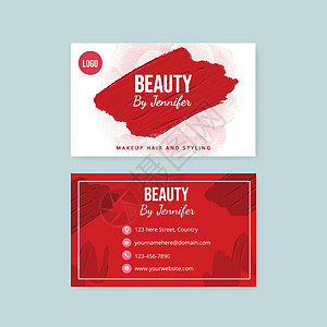 带有皮肤护理美容概念 水彩色风格的名卡模板广告商业洗剂卡通片温泉卡片营销香水女士刷子图片