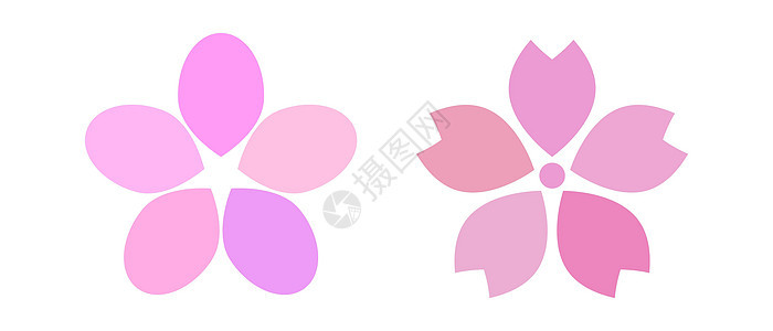 色彩多彩的樱花图标设置 矢量图片
