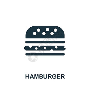 包子汉堡图标 用于模板 网页设计和信息图形的单色简单汉堡包图标插画
