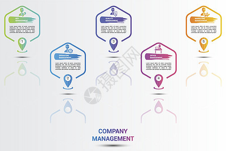 图表公司管理图标矢量图 带有可编辑文本的 5 个彩色步骤信息模板风险职业项目金融团队合伙合作员工战略服务图片