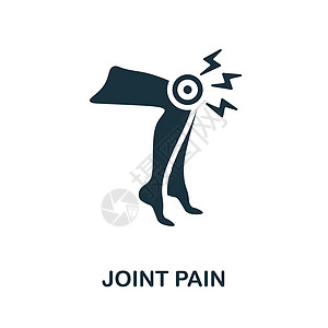 关节痛平面图标 身体疼痛系列中的彩色元素符号 平面关节疼痛图标标志 用于网页设计 信息图表等图片