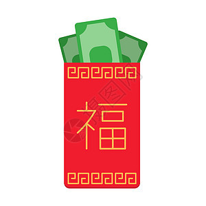 白色背景上的红色信封 Angpao 图标图片