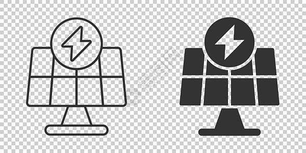 平板式太阳能面板图标 生态能源矢量插图以白色孤立背景显示 电动符号商业概念电脑太阳互联网网站环境阳光按钮力量活力技术图片