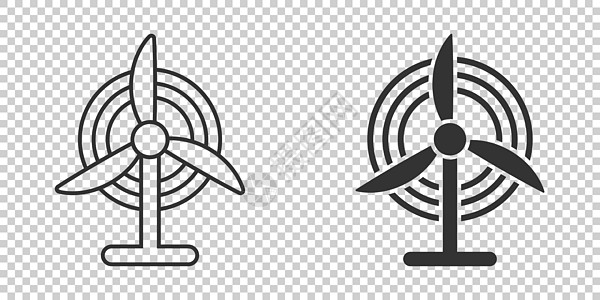 平式风力发电厂图标 白色孤立背景的涡轮矢量图解 空气能源标志业务概念 掌声插图旋转刀片生态技术风车发电机扇子活力植物图片