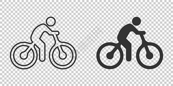 平面样式的自行车图标 自行车与人矢量插图在白色孤立的背景 车手的经营理念运动旅行速度环境男人骑士运输竞赛车轮安全图片