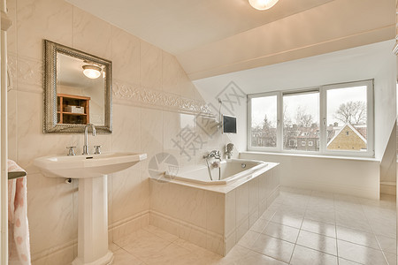 现代房子里的丰富多彩的厕所公寓水平卫生浴室镜子生态家具装饰制品卫生间图片