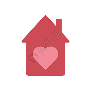 带有心脏红红和粉红色矢量图标的房子图片