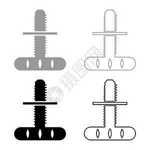 可调整的家具腿支持设置图标 灰色黑色矢量说明图像 固体填充轮廓轮廓线细平板样式图片