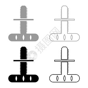 可调整的家具腿支持设置图标 灰色黑色矢量说明图像 固体填充轮廓轮廓线细平板样式图片