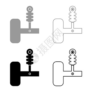 汽车悬浮刺激吸收器空气喷汽车自动部件设置图标灰色黑色颜色矢量说明图像固态填充轮廓轮廓线细平板样式图片