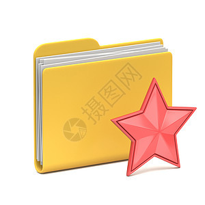 带有恒星 3D 的黄色文件夹图标图片