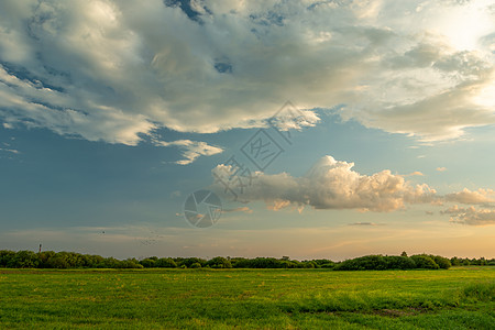 绿色草原上白夜云图片